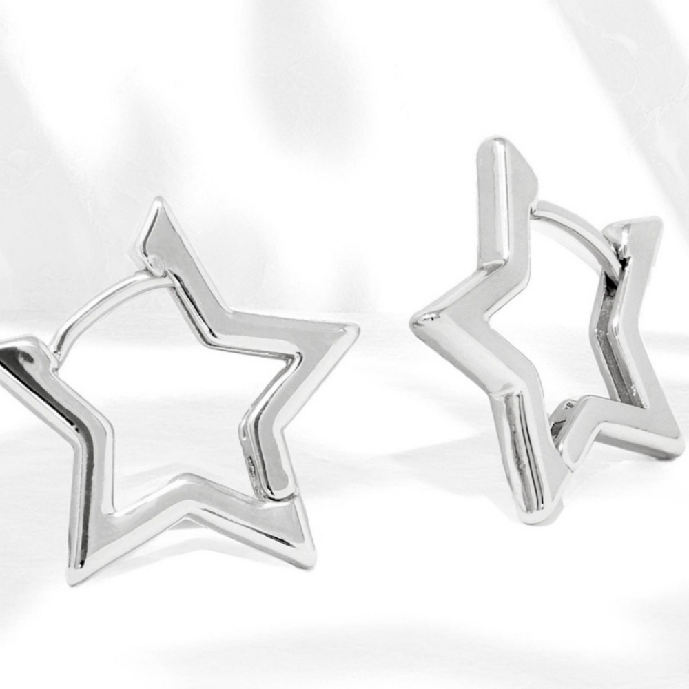 Silver Stylish Hoop Earrings - 925 SterlingSilver - Picture 1 of 5